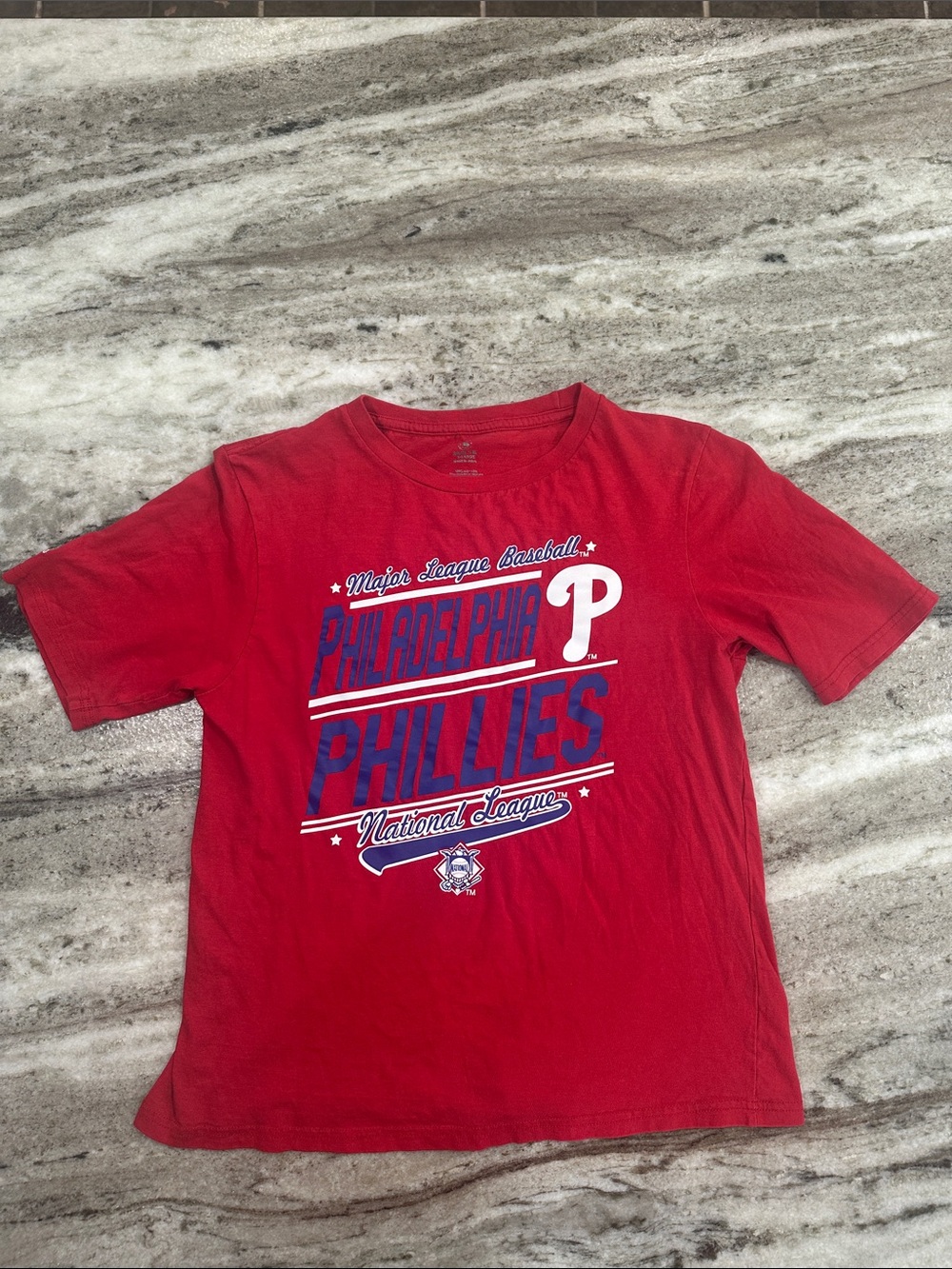 Philadelphia Phillies National League Logo Stitches Youth Tee Shirt Red Sz XL